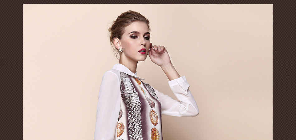 【2014<em>春季</em>新款 欧美新品<em>女装唯美</em>雪纺精美印