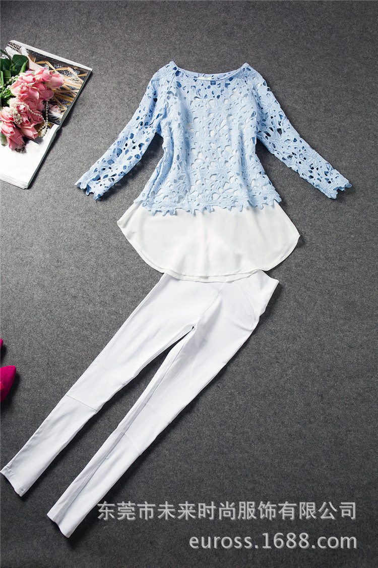 【罗家<em>精品</em>】2014<em>春季女装</em>新水溶蕾丝衫+背心