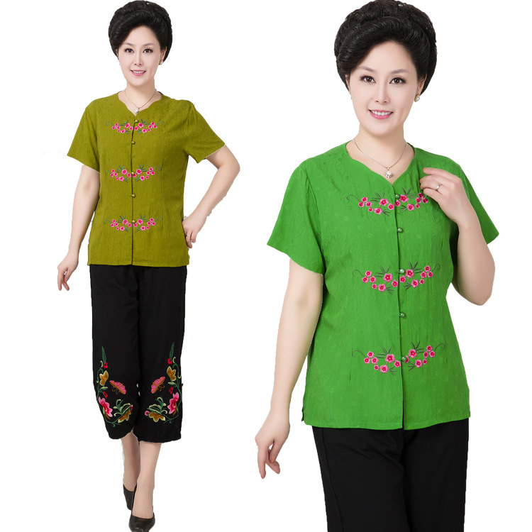 <em>中老年女装开衫</em>短袖套装 2014新款中老年<em>夏装</em>