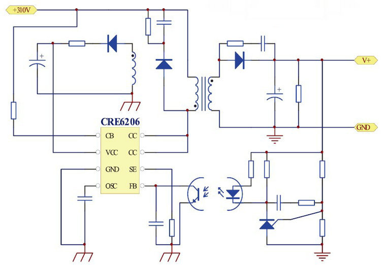 康源cre6206高性能电流模式pwn开关电源控制器 元器件ic芯片 含税