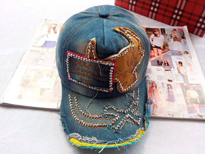 发采购帽子- 磨白做旧牛仔帽子 女 韩版潮帽 水