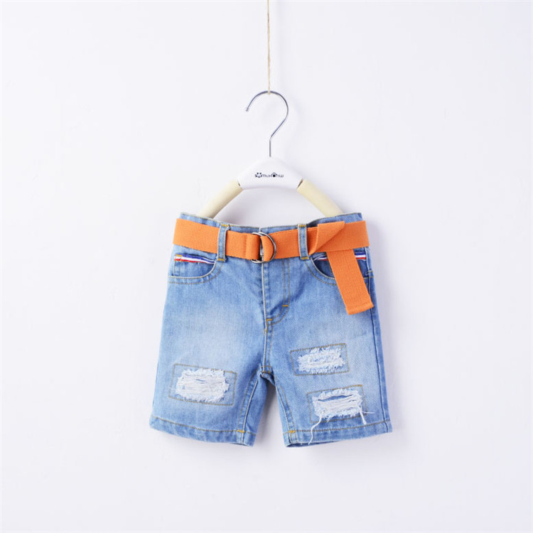 <em>外贸</em>童装 <em>男童</em> 水洗<em>牛仔短裤</em> 破洞流苏 送配饰 
