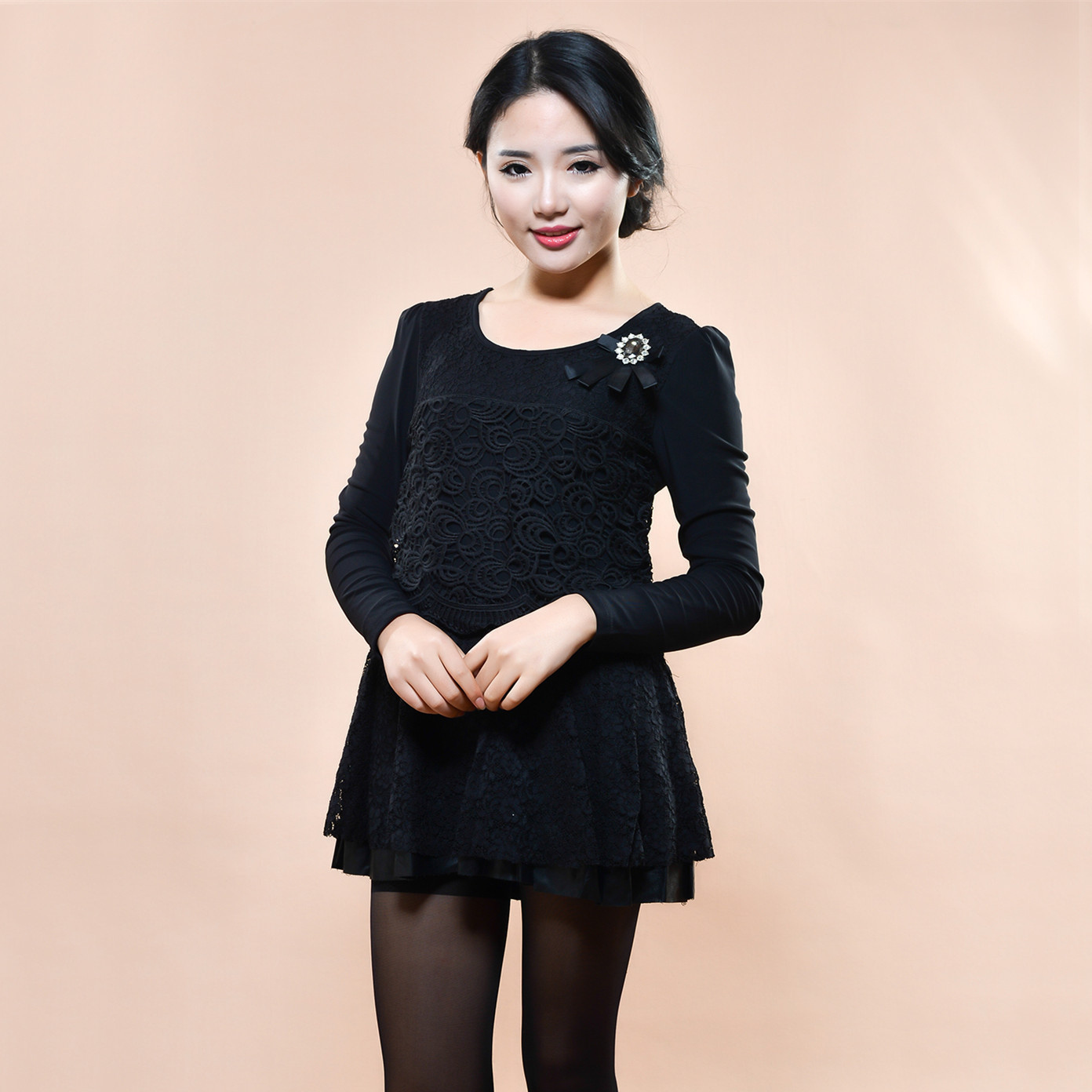 2014 中年女装春 装新款 韩版蕾丝绣花打底长袖