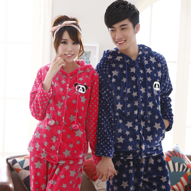 柔雅顺<em>情侣睡衣</em>女<em>珊瑚绒加大码</em>家居服男女士法