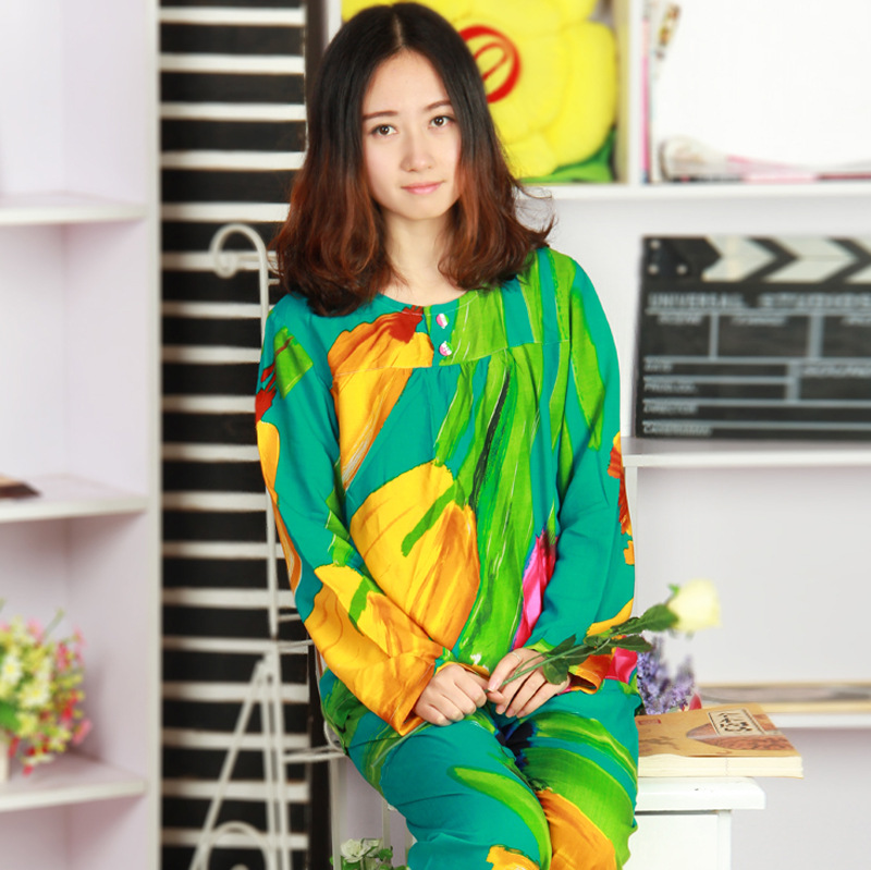 <em>批发睡衣</em>春夏新品女棉绸<em>睡衣</em>休闲家居服套装长