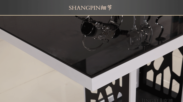 京禧 现代简约时尚餐桌椅  黑色钢化玻璃餐桌 厂家直销