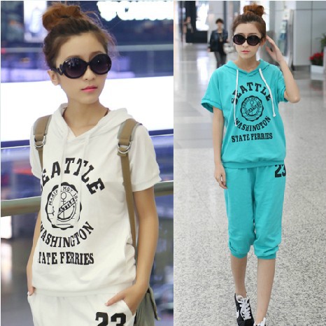 韩版休闲套装<em>夏天女款</em>时尚潮<em>夏季</em>短袖<em>短裤</em>运动