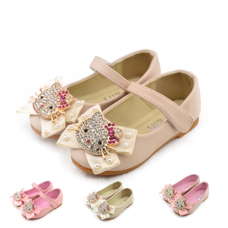 韩国童鞋批发 秋季新款韩版广州品牌软底KT猫女童皮鞋单鞋公主鞋