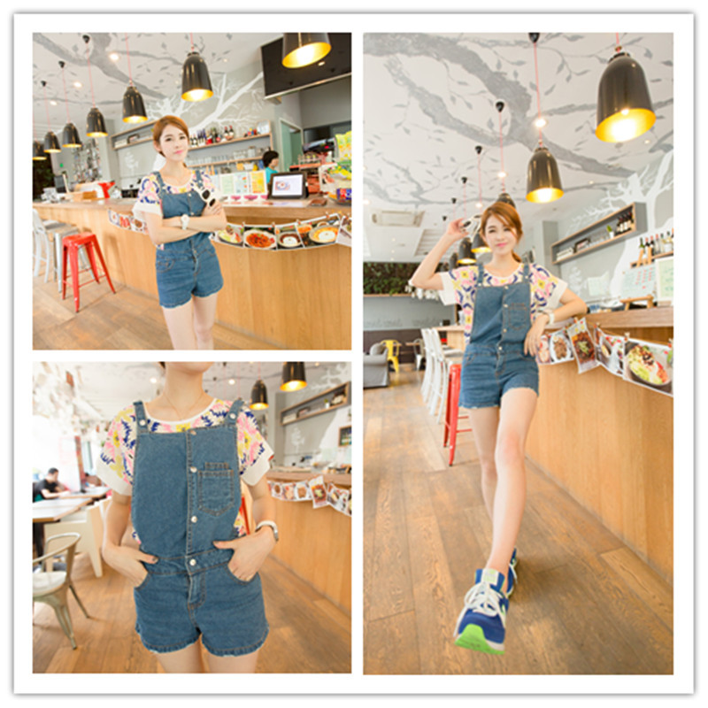 2014夏季新品 韩版牛仔<em>背带</em>裤 <em>短裤</em> <em>连体裤</em> 吊