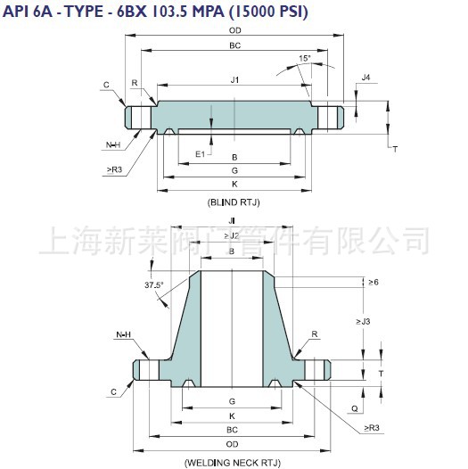 api6a法兰,井口法兰,平板闸阀法兰,15000psi,103.5mpa