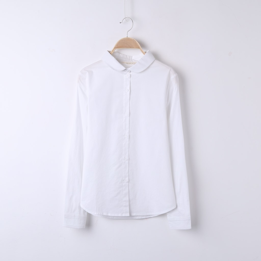 复古小圆领白衬衫