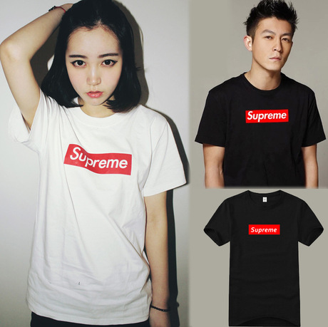 <em>陈冠希</em>示范 superme欧美短袖情侣装<em>t恤</em> suprem