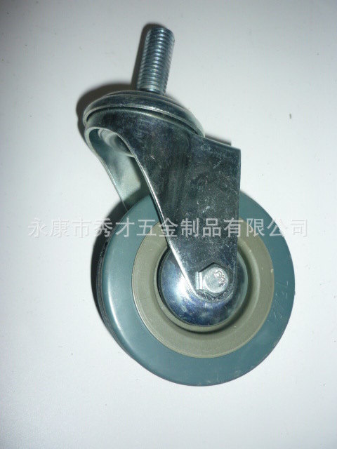 2寸灰胶脚轮 轮子直径50毫米 万向带刹车和