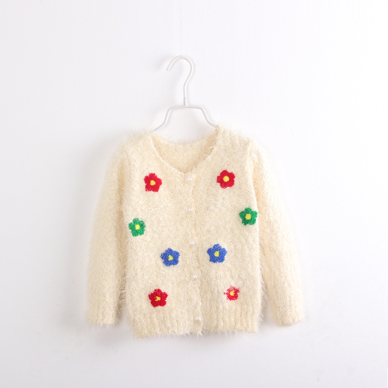 女童时尚仿貂绒<em>开衫</em> 儿童<em>加厚毛衣</em> 精品<em>童装</em>批