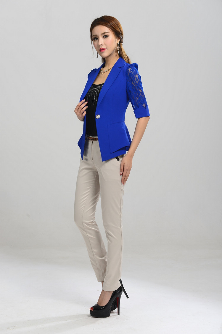 【2014<em>春夏</em>新款韩版休闲<em>女</em>小西服<em>个性</em>蕾丝钩