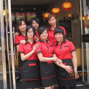 酒店工作服夏装 饭店服务员工作服短袖女火锅店工装 快餐店工作服