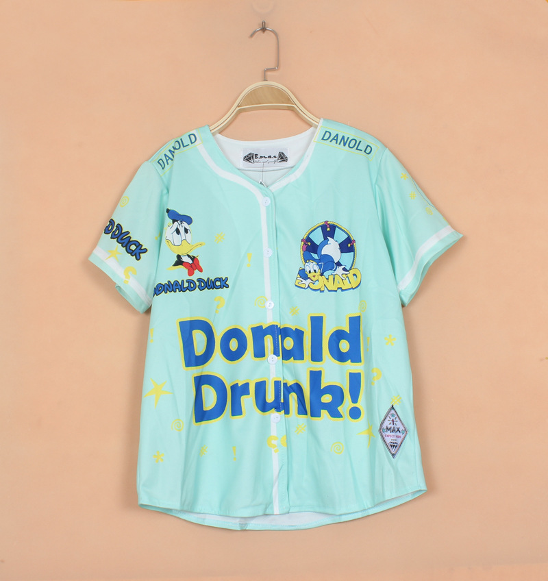 <em>原宿风</em>带帽唐老鸭星星符号Donald<em>字母印花</em>短