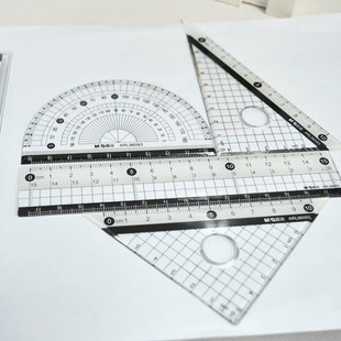 晨光文具 清新简约 黑白绘图美工套尺学生必备尺子96093