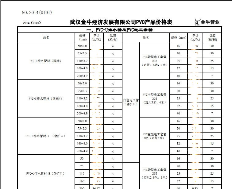 套管-中天建设 求PVC给排水 和电工套管报价单