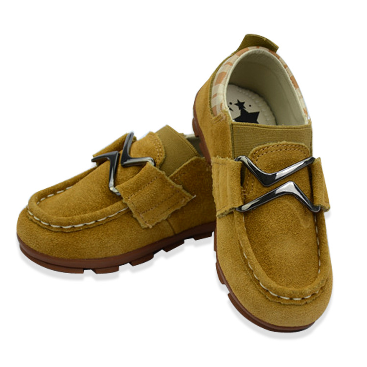 七星蛙 2014春款韩版真皮纯色透气防滑橡胶底儿童软底单鞋