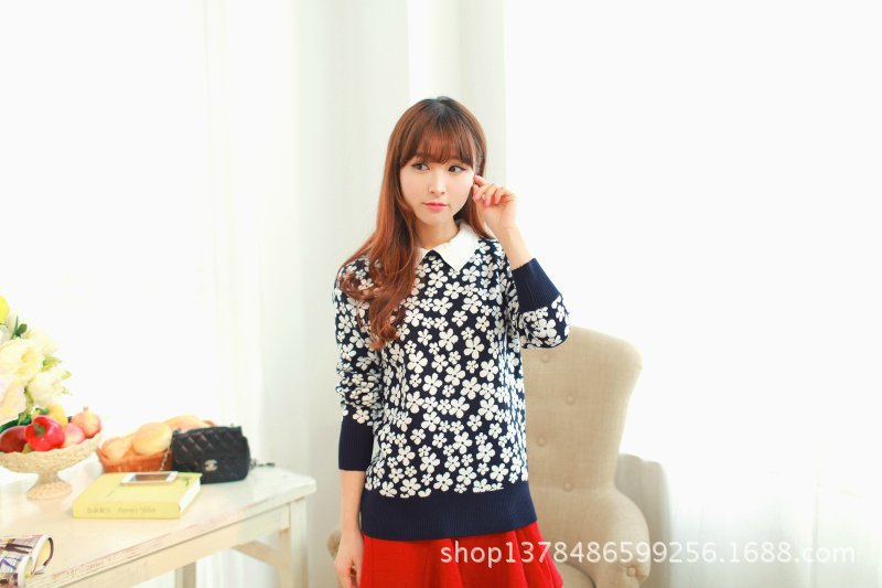 2014春装新款 韩版时尚 满身小花<em>款毛衣</em>批发 图