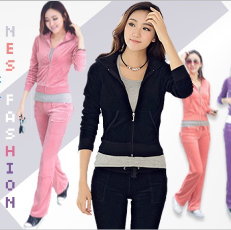 天鹅绒<em>运动套装</em>加大码修身休闲服<em>女开衫</em>运动大