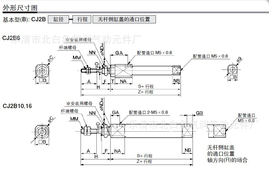 迷你气缸 cdj2b10-45-a 导轨型笔形微气缸 有现货 可定做