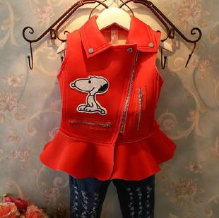 贝迪乐 2014秋装新款韩版<em>女童</em>荷叶边<em>马甲</em>儿童