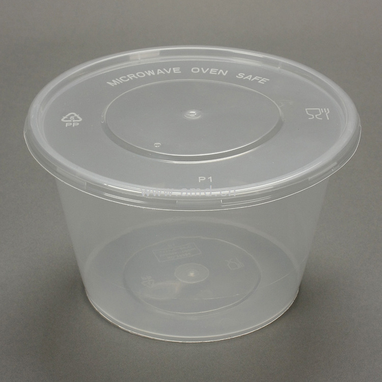 批发450ml圆形餐盒 一次性塑料打包盒 快餐打包汤碗饭盒带盖450个