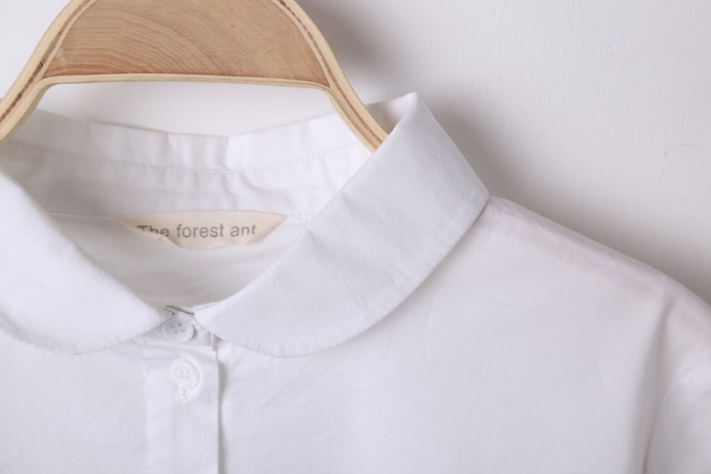 复古小圆领白衬衫