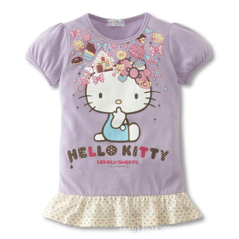 014夏季新款 外贸童装Kitty短袖T恤 时尚<em>卡通</em>可