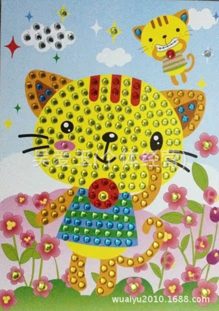 卡通制作钻石贴画,儿童益智拼图玩具,手工制作,立体画图片,卡
