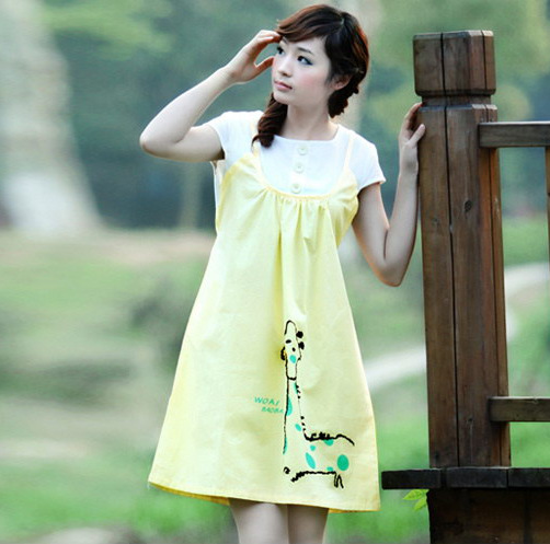 韩版新款时尚孕妇连衣裙孕妇装夏装纯棉孕妇裙