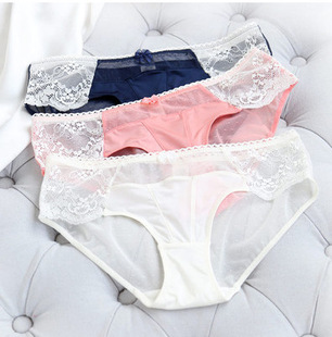 女士<em>内裤</em>-新款女<em>内裤</em> 丝滑冰<em>丝蕾</em>丝网纱透明三
