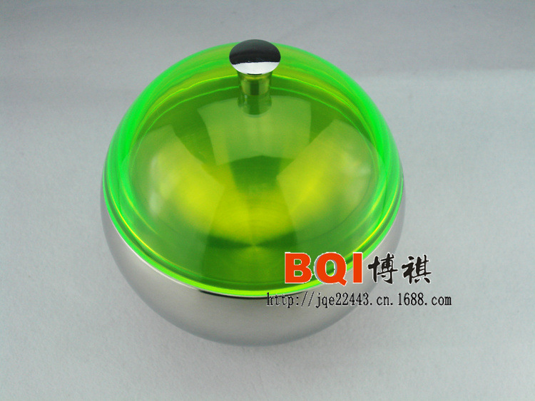 不锈钢彩色盖圆球形保温冰粒桶 绿色透明塑盖双层保温球桶 1.0l