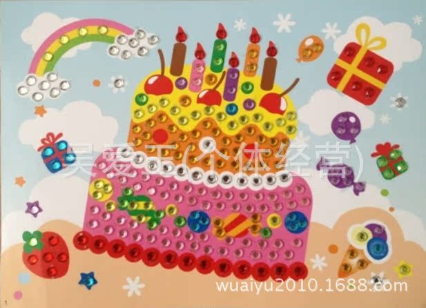 卡通制作钻石贴画,儿童益智拼图玩具,手工制作,立体画图片,卡