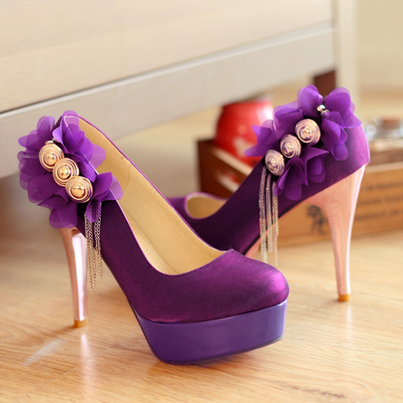 花朵<em>时尚女鞋</em> 甜美优雅女士单鞋 高跟公主鞋 2