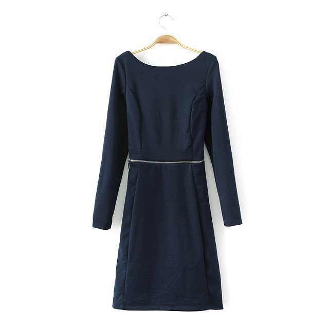 FJXNC-0201 2014欧美新款ZARA腰部拉链连衣