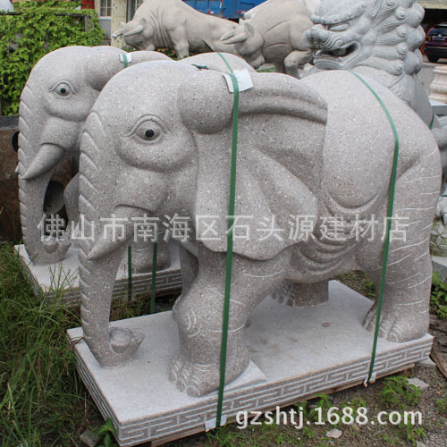 石雕大象 各种造型吸水生财石头大象 花岗岩石大象 加工订做石象
