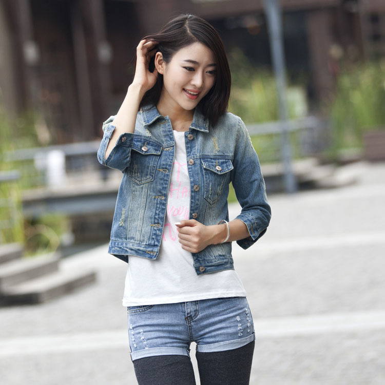 2014春季<em>韩版</em>休闲百搭杂志推荐<em>女式</em>上衣<em>牛仔</em>