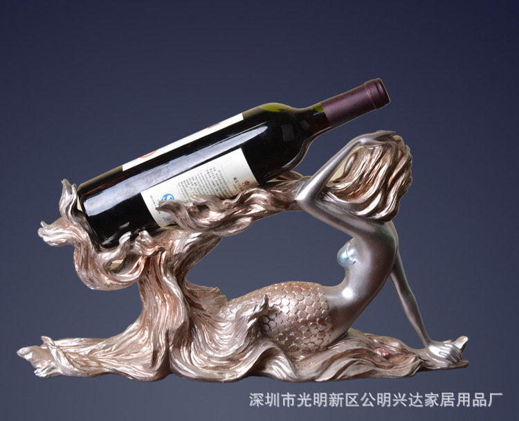 餐桌欧式酒柜客厅美人鱼饰品红酒架家居时尚酒店摆件