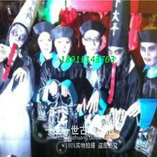 僵尸套装万圣节恐怖官服太监服批发 整蛊清朝cos黑白无常鬼服古装