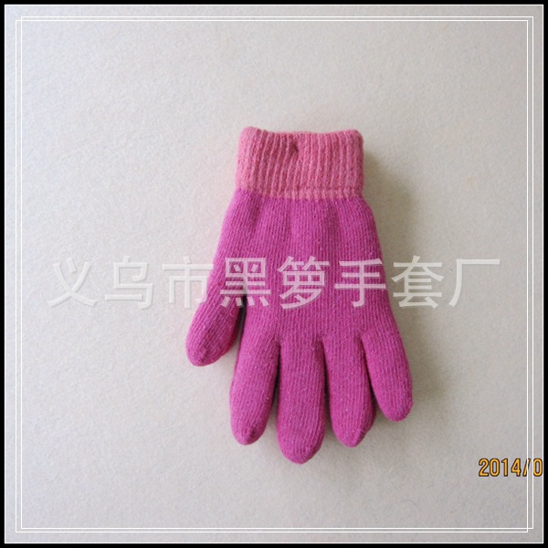 女款别致毛线手工生产手套,温暖玫红色手套,加厚不加价