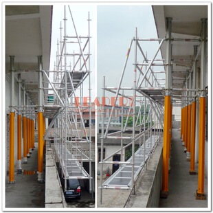 外墙装修搭架 搭建延伸悬空脚手架 采用铝支柱与铝合金脚手架混装