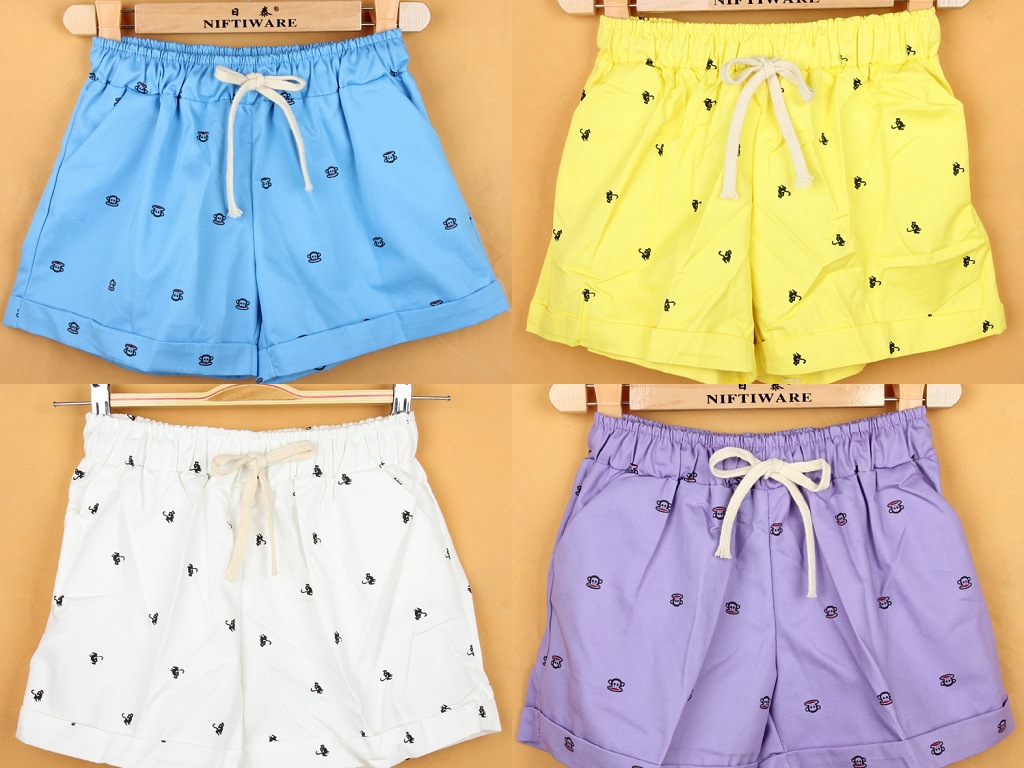 韩版春夏<em>糖果色</em>热裤 大码<em>显瘦休闲短裤 宽松</em>松