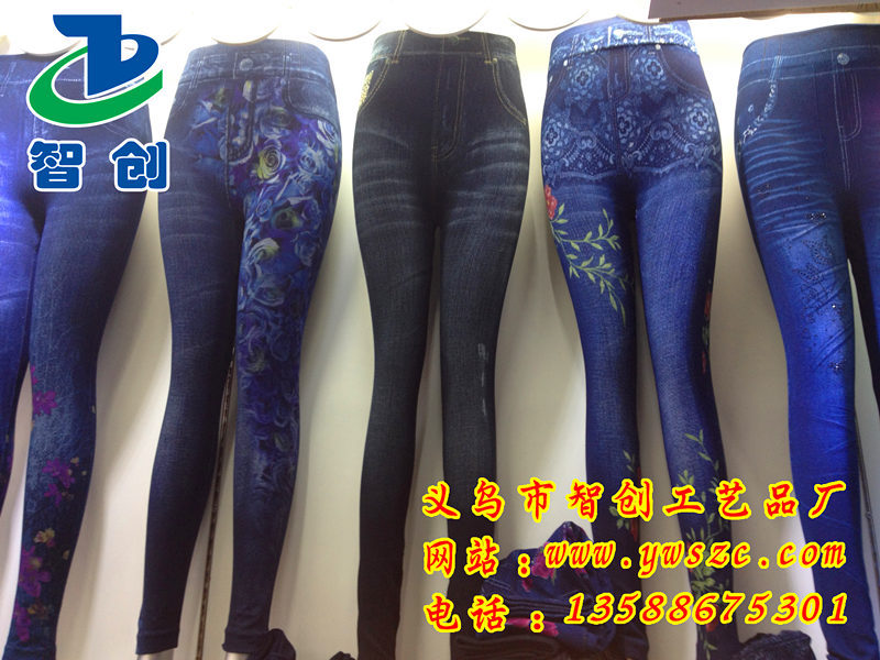 印花牛仔打底裤09