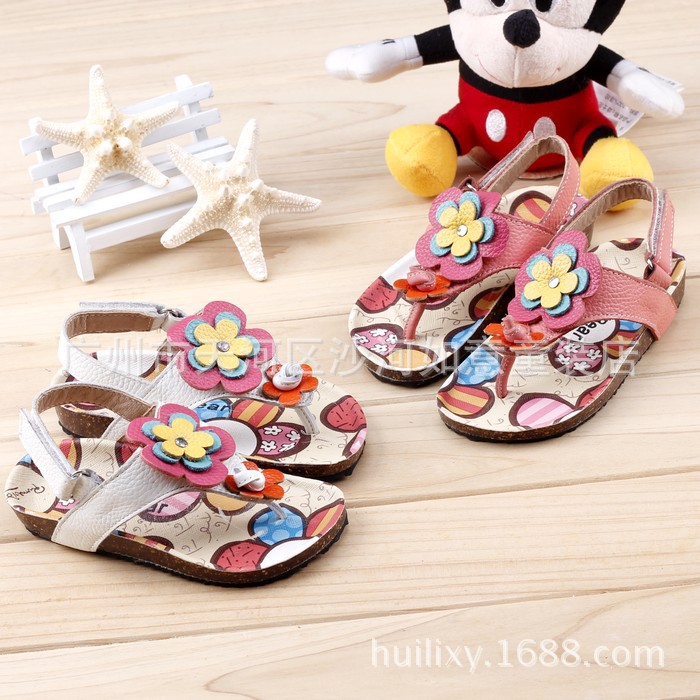 2014夏款头层牛皮勃肯底夹指夏款女童凉鞋牛皮凉鞋P830-1 特批