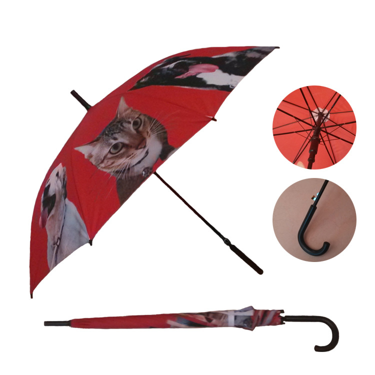 兽医服务 贫富共享 23寸热转印碰击布直杆伞 雨