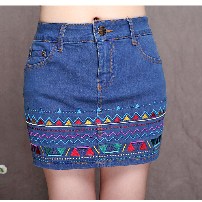 A8766#夏新款2014<em>民族风</em>女装服饰 刺绣<em>牛仔裤</em>