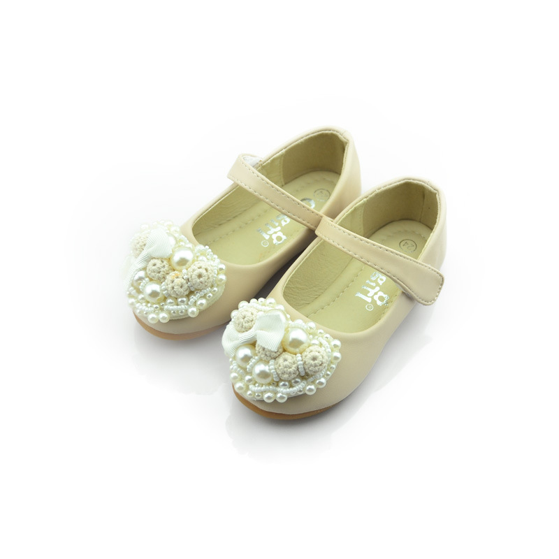 爆款升级版春秋季童鞋 韩版手工心形珍珠公主鞋单鞋女童鞋现货